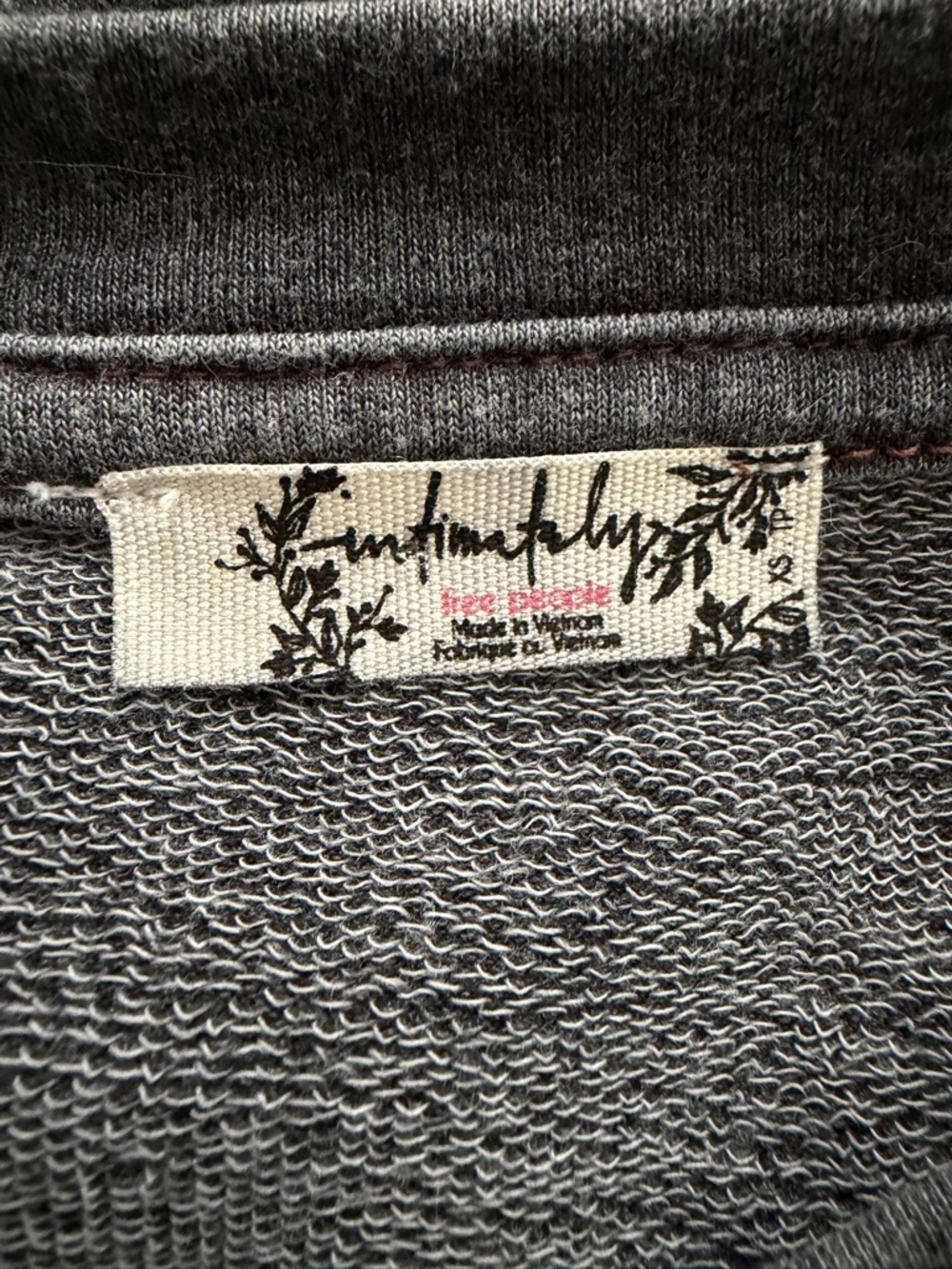 Free People Intimately Don't Wait Up Pullover Balloon Sleeve Charcoal Gray XS - Picture 7 of 8